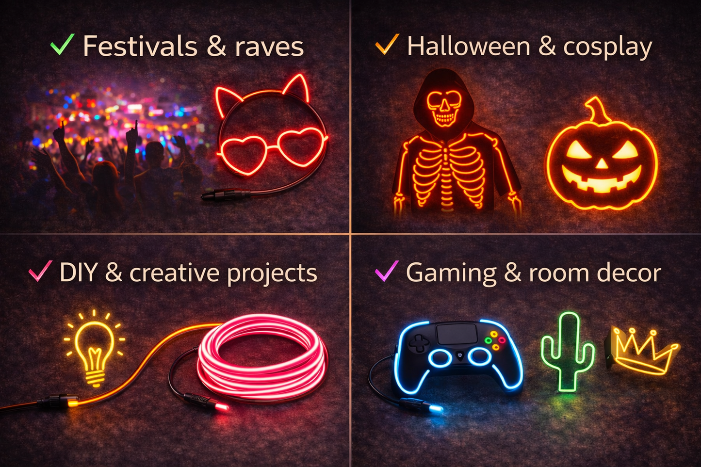 EL Wire Glow Line – Flexible Light for Costumes, Decor & DIY
