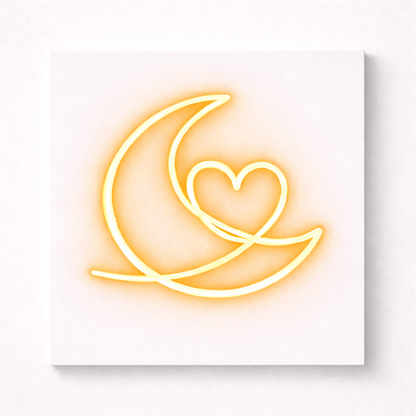 Moon & Heart LED Flex Wall Art | Custom Neon Sign
