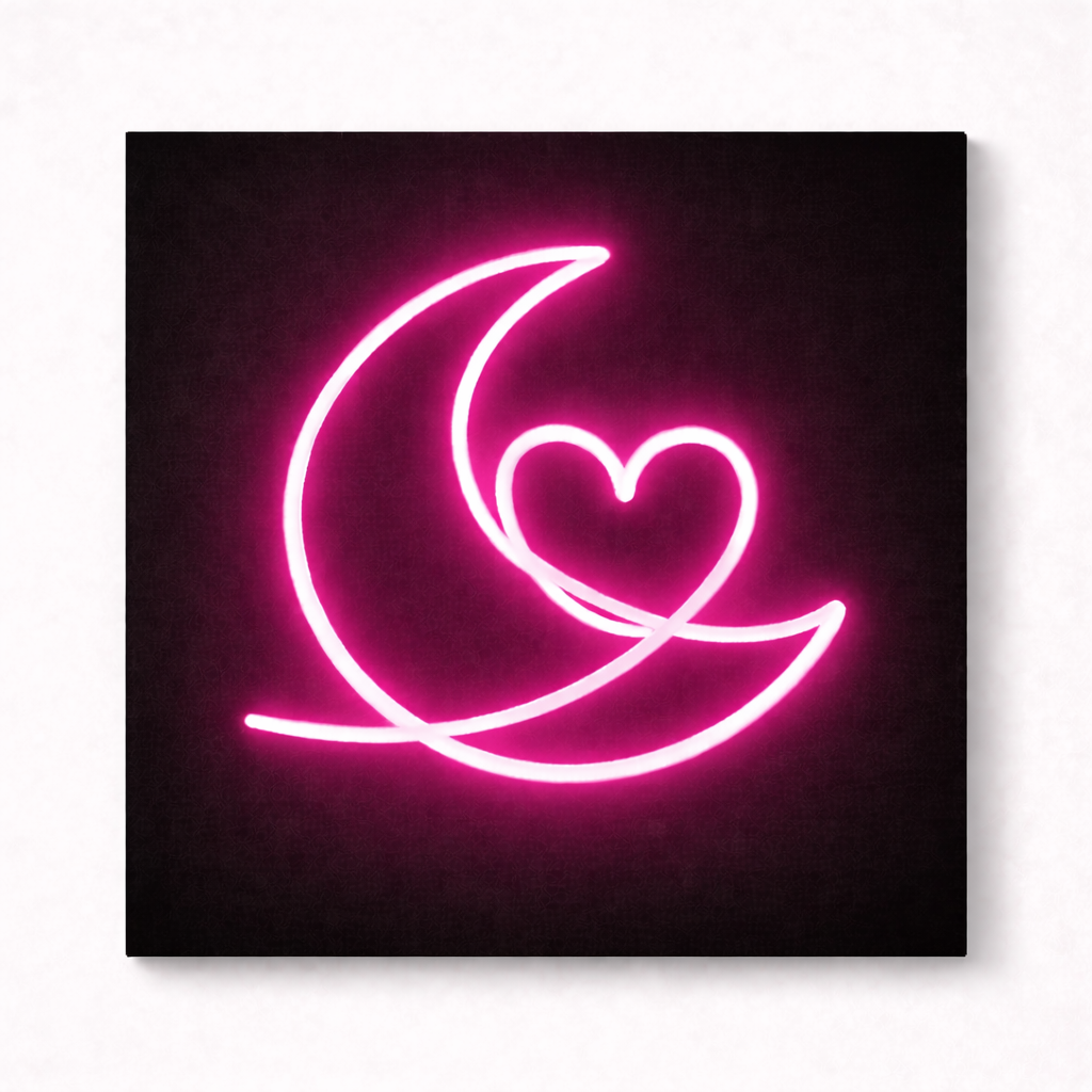 Moon & Heart LED Flex Wall Art | Custom Neon Sign