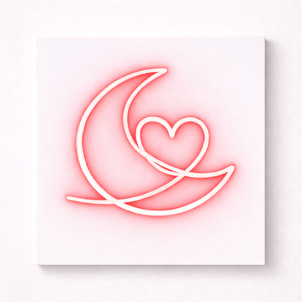 Moon & Heart LED Flex Wall Art | Custom Neon Sign