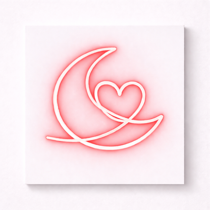 Moon & Heart LED Flex Wall Art | Custom Neon Sign