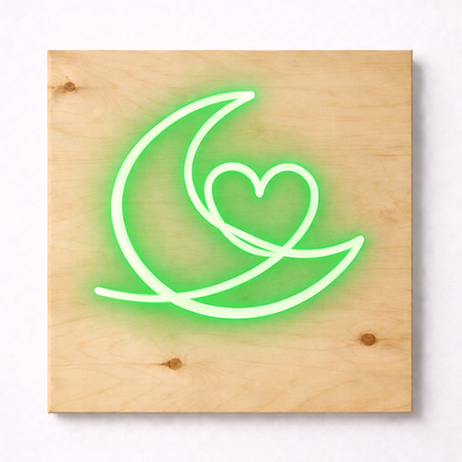Moon & Heart LED Flex Wall Art | Custom Neon Sign