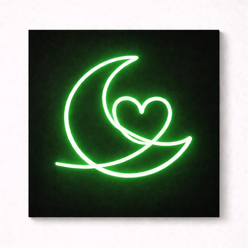 Moon & Heart LED Flex Wall Art | Custom Neon Sign