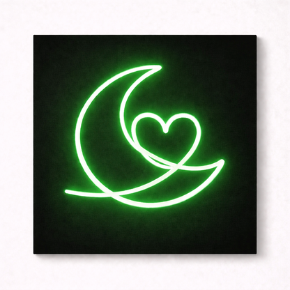 Moon & Heart LED Flex Wall Art | Custom Neon Sign