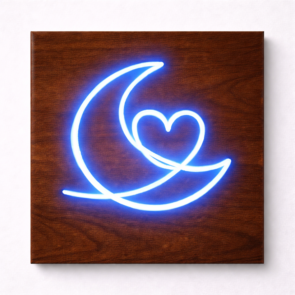 Moon & Heart LED Flex Wall Art | Custom Neon Sign