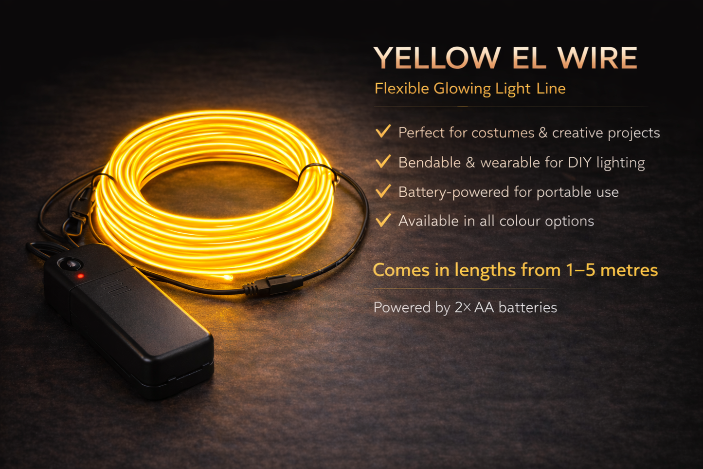EL Wire Glow Line – Flexible Light for Costumes, Decor & DIY