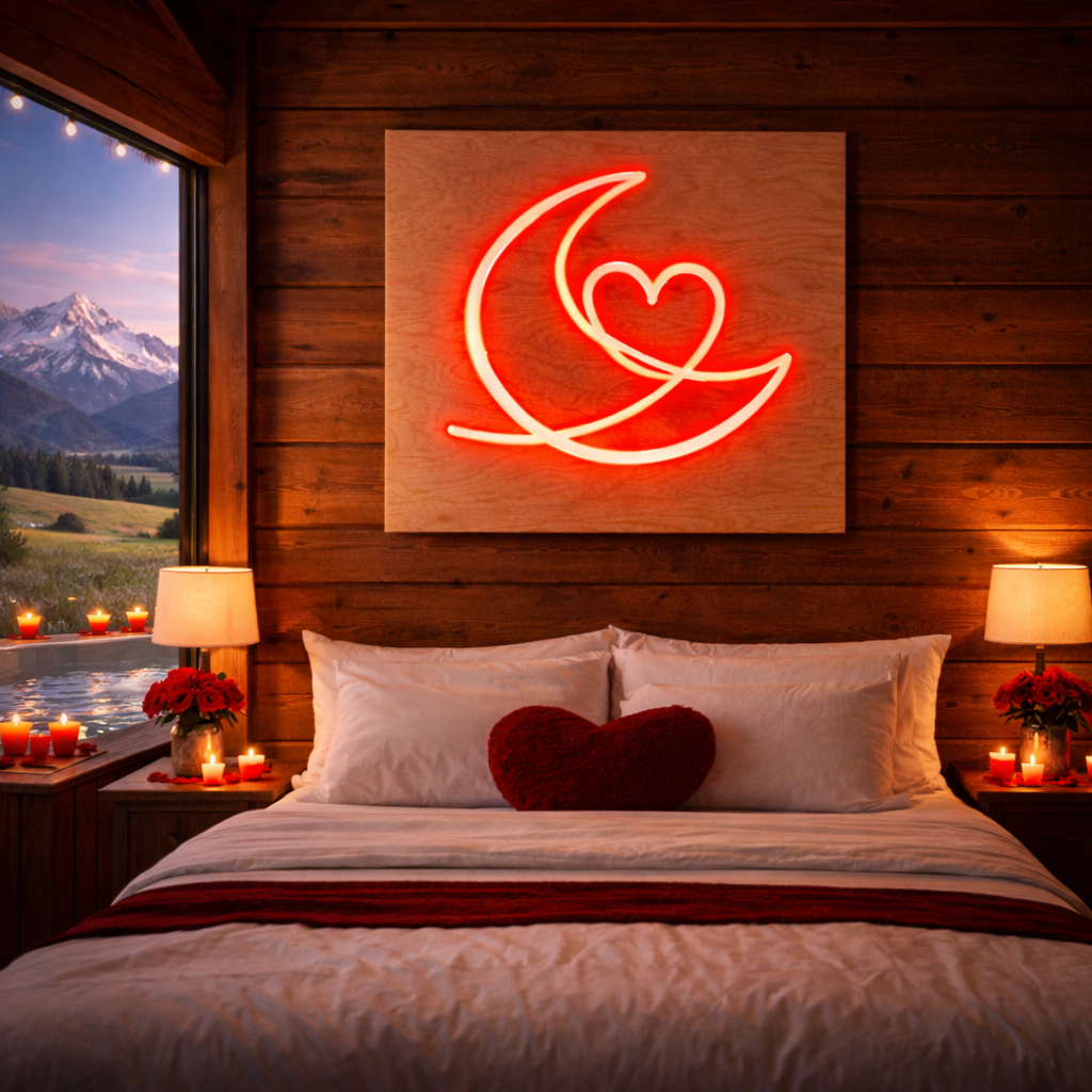 Moon & Heart LED Flex Wall Art | Limited Edition Romantic Light