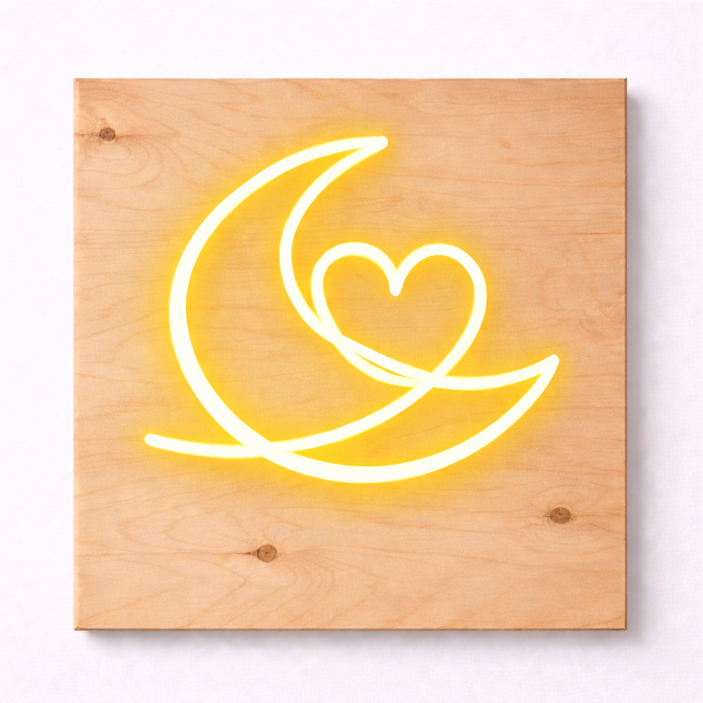 Moon & Heart LED Flex Wall Art | Custom Neon Sign