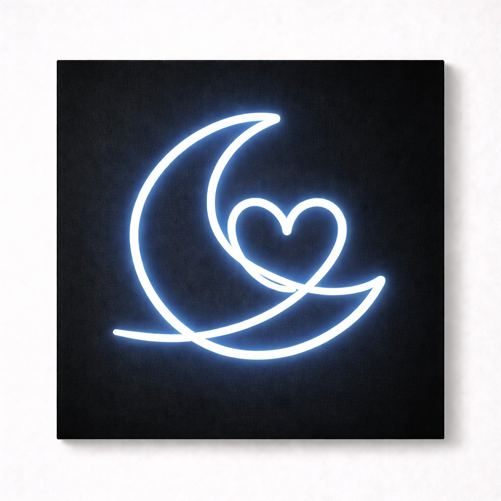 Moon & Heart LED Flex Wall Art | Custom Neon Sign