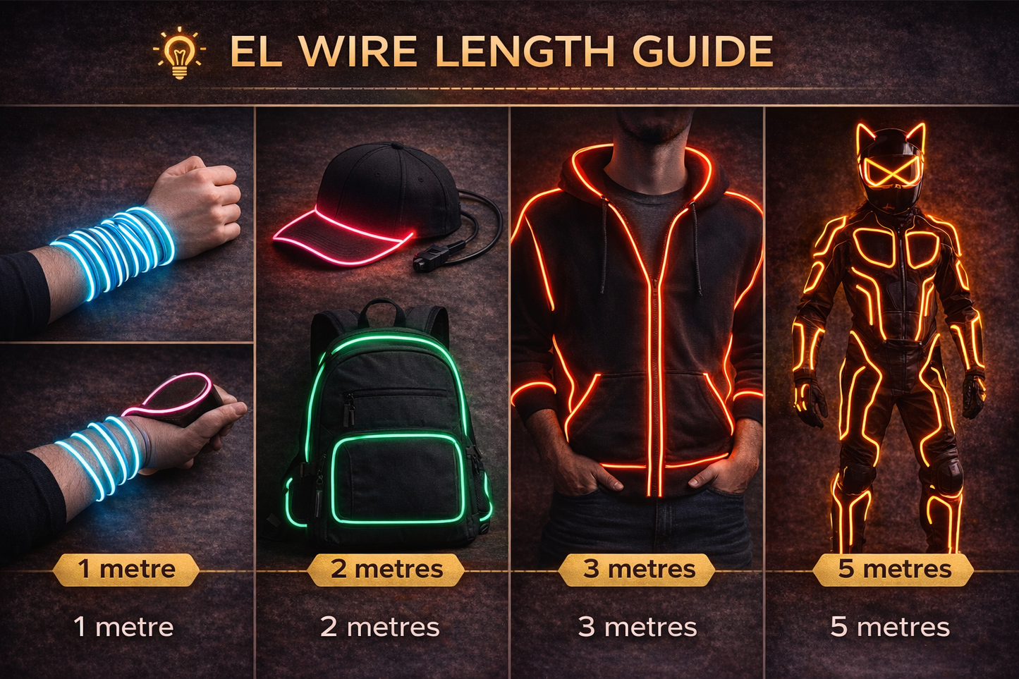 EL Wire Glow Line – Flexible Light for Costumes, Decor & DIY