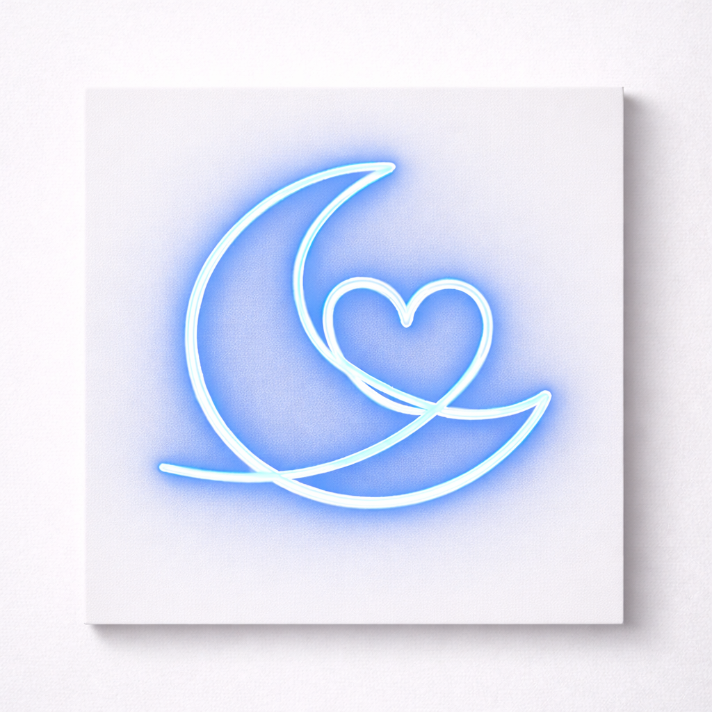 Moon & Heart LED Flex Wall Art | Custom Neon Sign