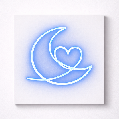 Moon & Heart LED Flex Wall Art | Custom Neon Sign
