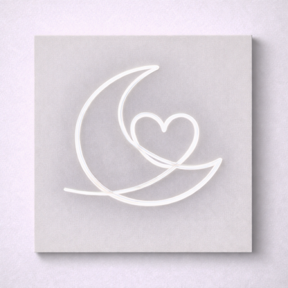 Moon & Heart LED Flex Wall Art | Custom Neon Sign