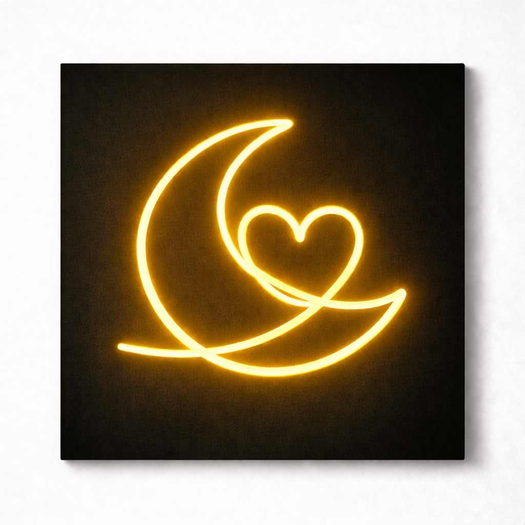 Moon & Heart LED Flex Wall Art | Custom Neon Sign