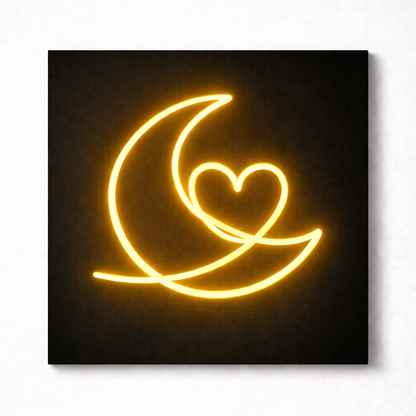 Moon & Heart LED Flex Wall Art | Custom Neon Sign