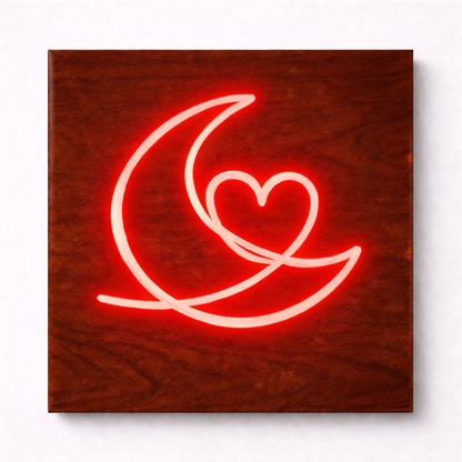 Moon & Heart LED Flex Wall Art | Custom Neon Sign