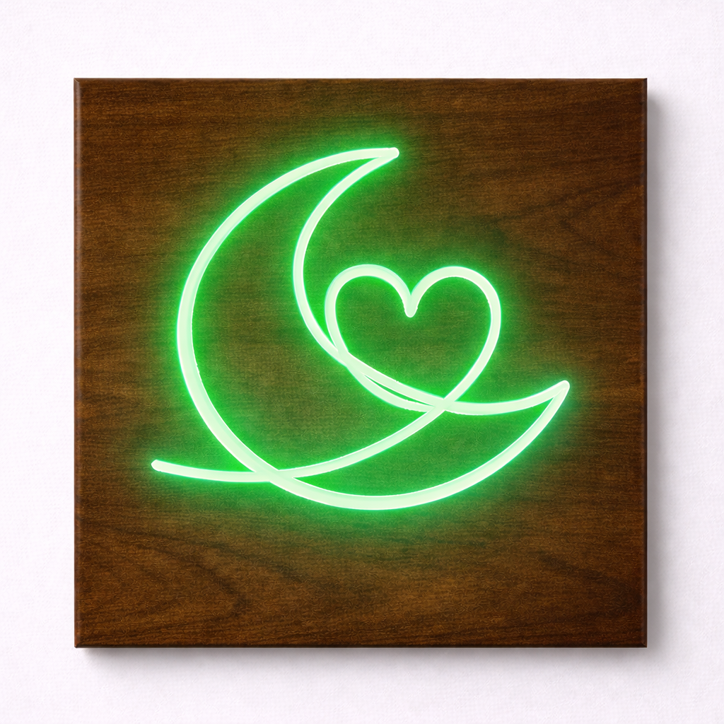 Moon & Heart LED Flex Wall Art | Custom Neon Sign