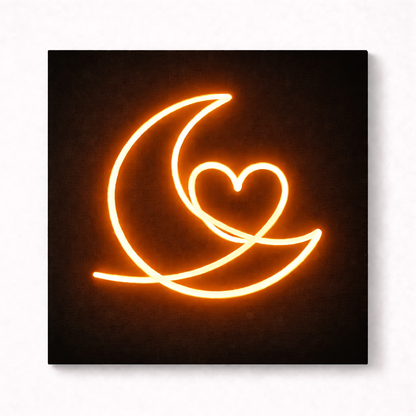 Moon & Heart LED Flex Wall Art | Custom Neon Sign