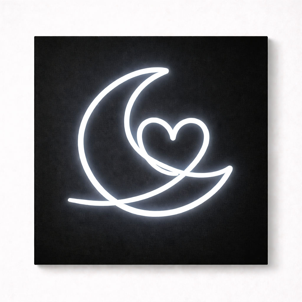 Moon & Heart LED Flex Wall Art | Custom Neon Sign