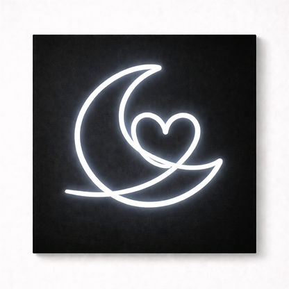Moon & Heart LED Flex Wall Art | Custom Neon Sign