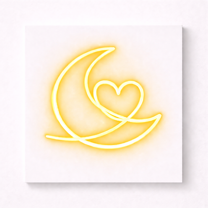Moon & Heart LED Flex Wall Art | Custom Neon Sign