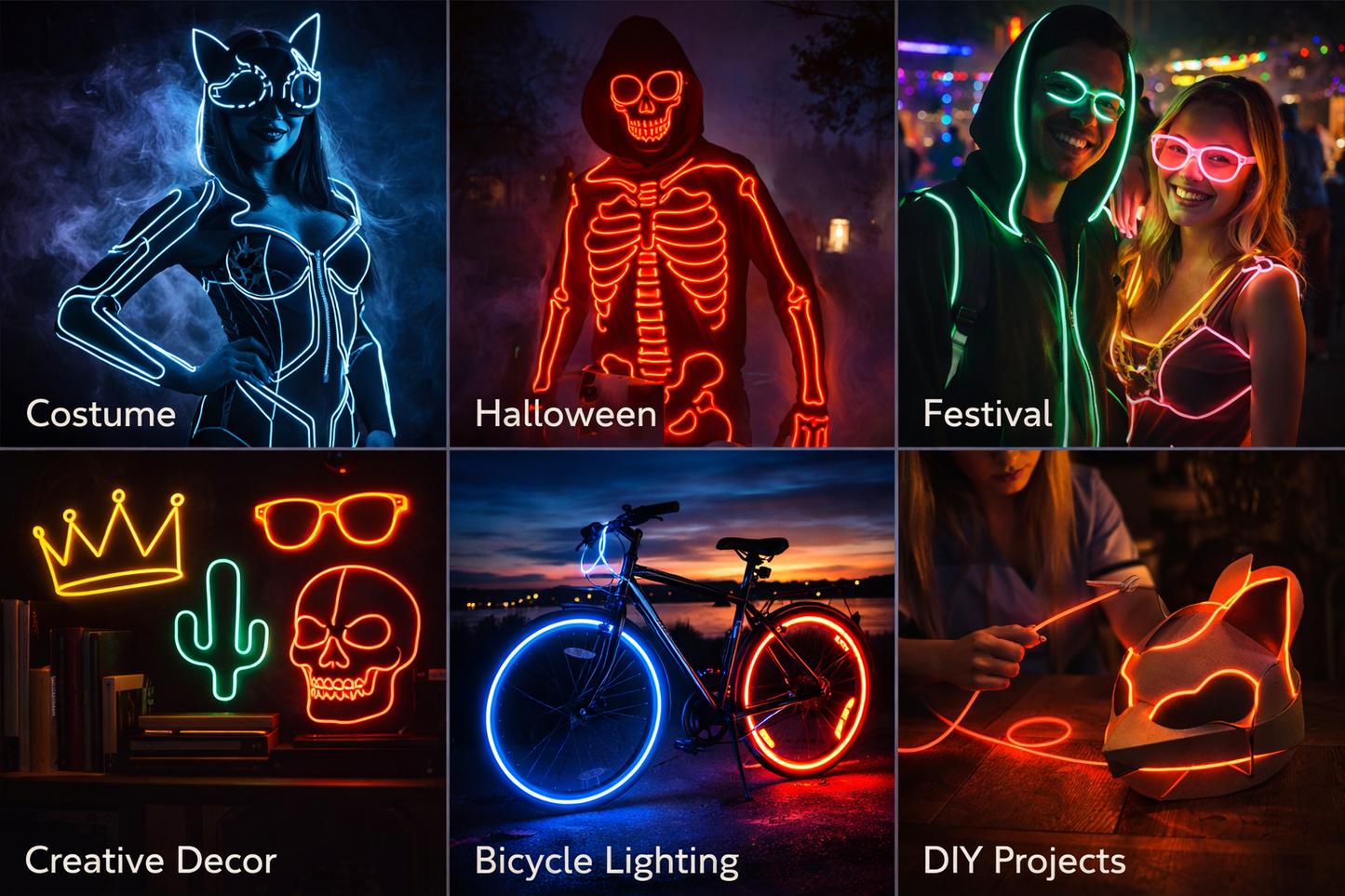 EL Wire Glow Line – Flexible Light for Costumes, Decor & DIY