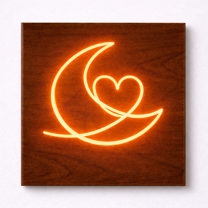 Moon & Heart LED Flex Wall Art | Custom Neon Sign
