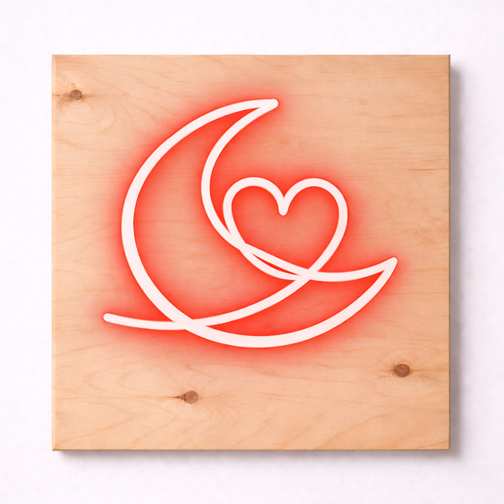 Moon & Heart LED Flex Wall Art | Custom Neon Sign