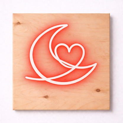 Moon & Heart LED Flex Wall Art | Custom Neon Sign