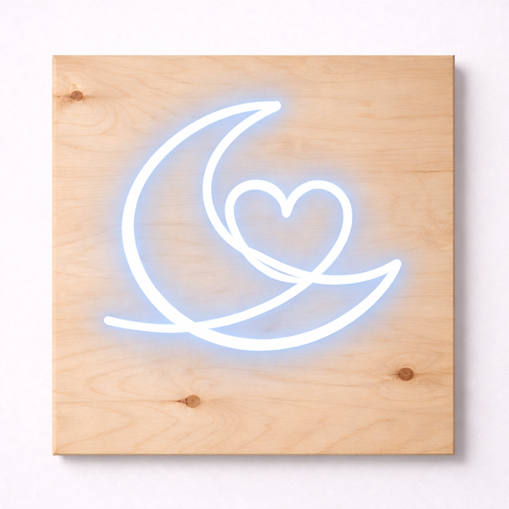 Moon & Heart LED Flex Wall Art | Custom Neon Sign