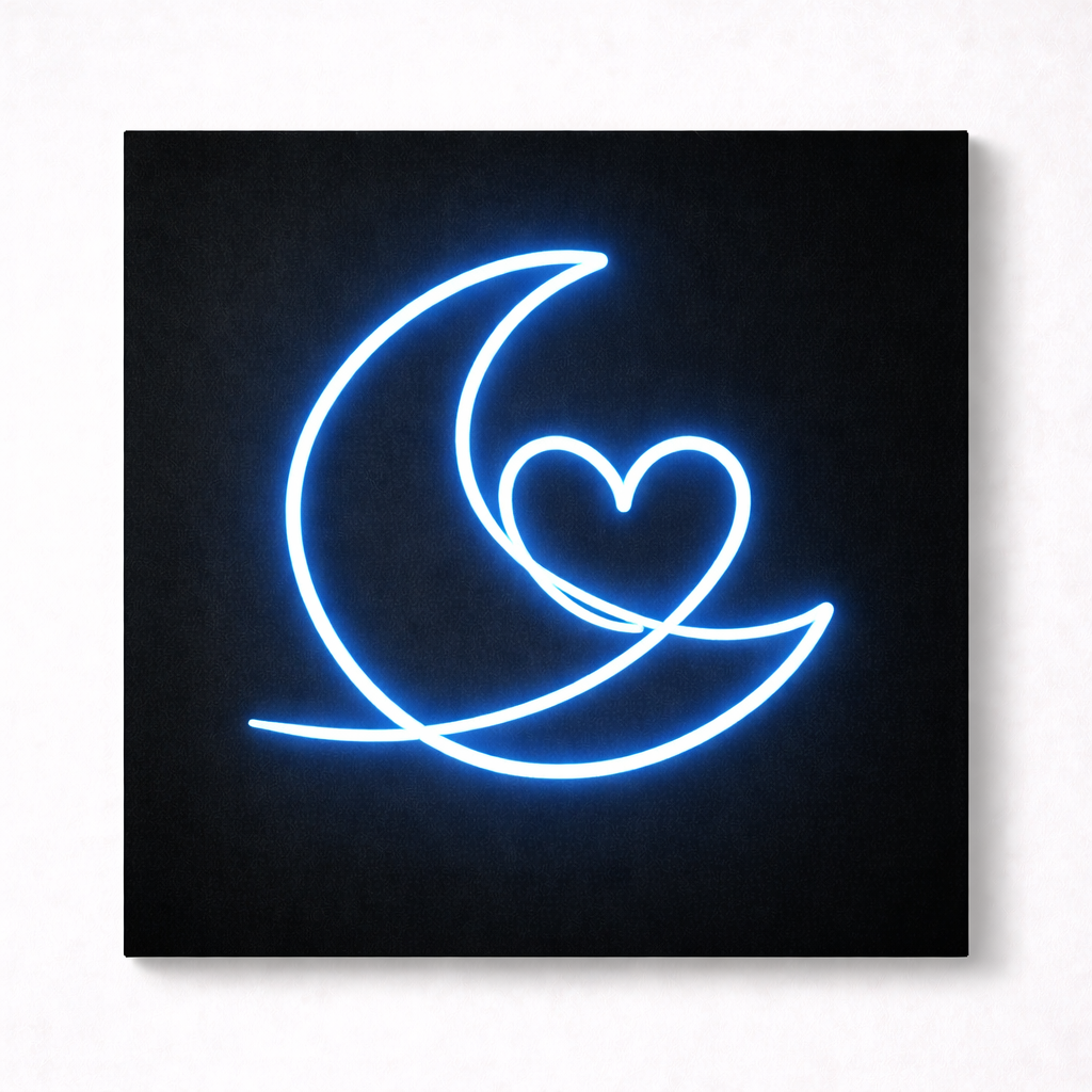 Moon & Heart LED Flex Wall Art | Custom Neon Sign