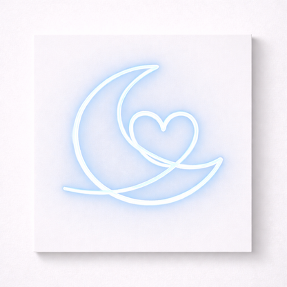 Moon & Heart LED Flex Wall Art | Custom Neon Sign