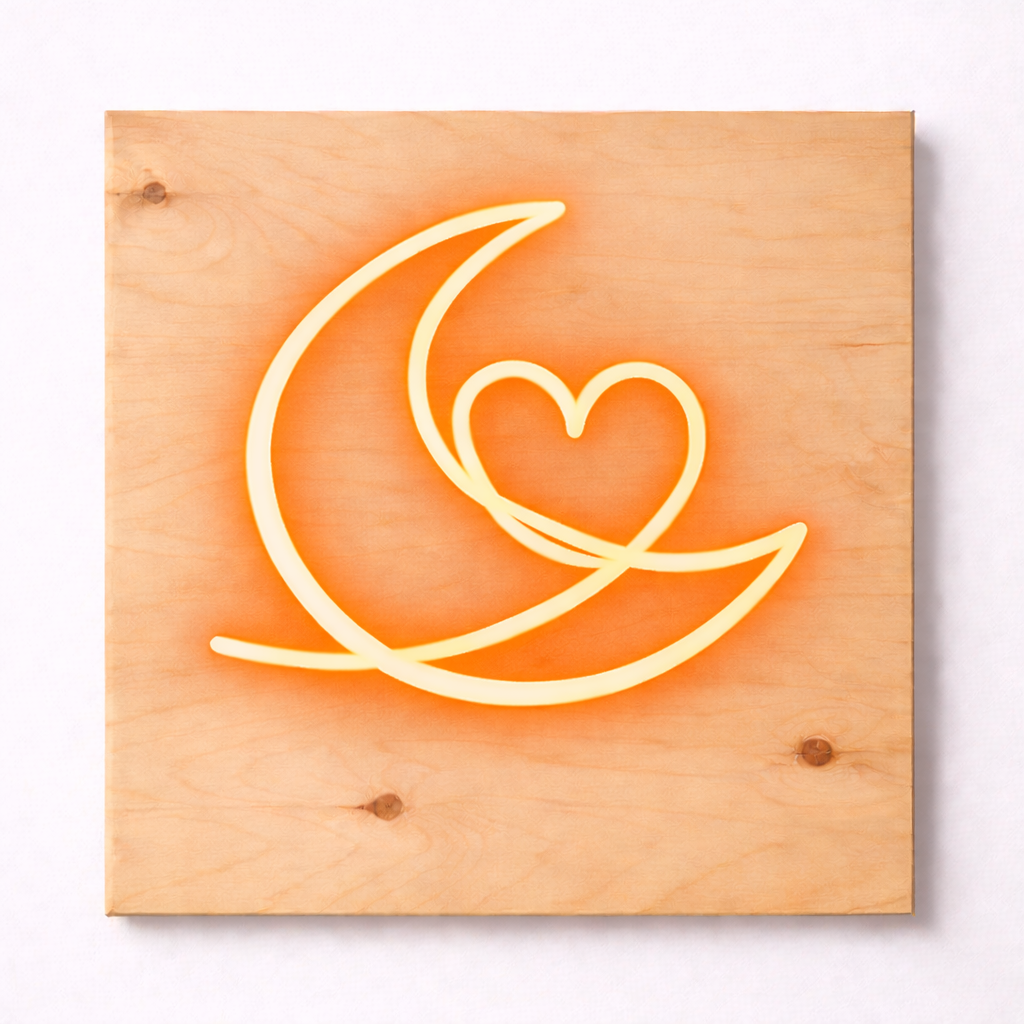 Moon & Heart LED Flex Wall Art | Custom Neon Sign