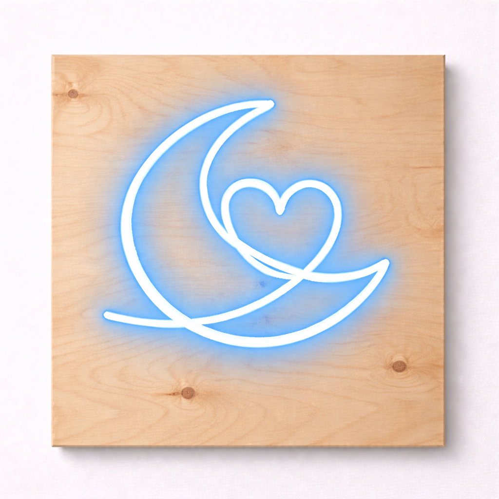 Moon & Heart LED Flex Wall Art | Custom Neon Sign