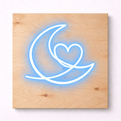 Moon & Heart LED Flex Wall Art | Custom Neon Sign