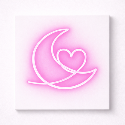 Moon & Heart LED Flex Wall Art | Custom Neon Sign